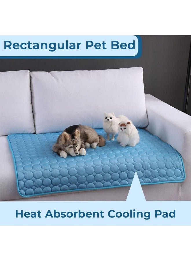 Rectangular Dog & Cat Bed|Premium Cool Ice Silk With Polyester With Bottom Mesh|Multi-Utility Self-Cooling Pad For Dog & Cat|Light-Weight & Durable Dog Bed|Zqcj001B-Xs|Blue