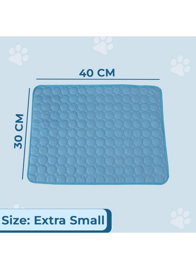 Rectangular Dog & Cat Bed|Premium Cool Ice Silk With Polyester With Bottom Mesh|Multi-Utility Self-Cooling Pad For Dog & Cat|Light-Weight & Durable Dog Bed|Zqcj001B-Xs|Blue