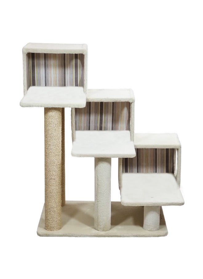 Modern cat tree for Indoor cats, 96 cm Cat playground with Steps, Soft padded, Cat condo and Scratching posts, Multi-platform cat tree for Sleeping, Climbing & Scratching (Beige)
