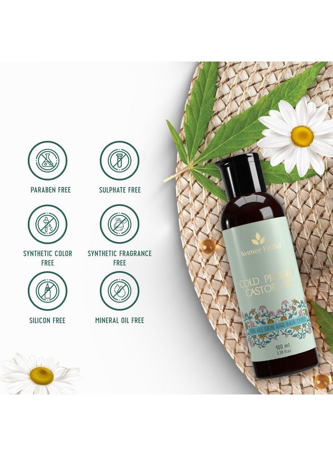 Keshpallav Cold Pressed Organic Castor Oil - 100 Ml | For Hair Growth & Adds Shine | Strengthens Hair, Repairs Damaged & Dry Skin, Strong Nails | With Vitamin E & Mineral Oil