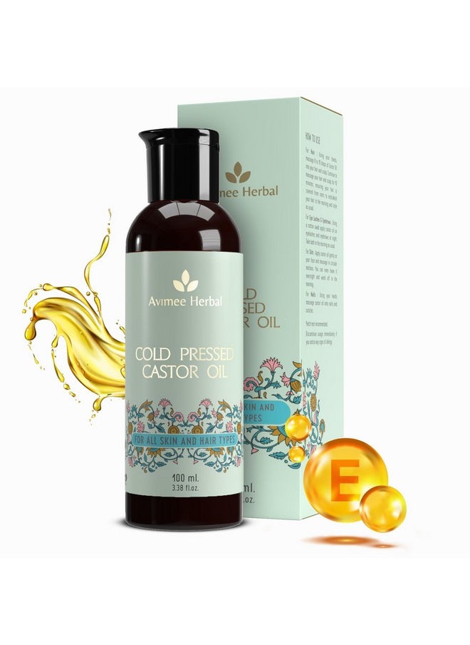 Keshpallav Cold Pressed Organic Castor Oil - 100 Ml | For Hair Growth & Adds Shine | Strengthens Hair, Repairs Damaged & Dry Skin, Strong Nails | With Vitamin E & Mineral Oil