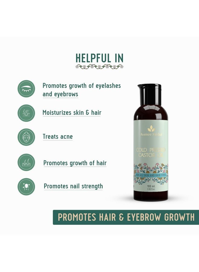 Keshpallav Cold Pressed Organic Castor Oil - 100 Ml | For Hair Growth & Adds Shine | Strengthens Hair, Repairs Damaged & Dry Skin, Strong Nails | With Vitamin E & Mineral Oil