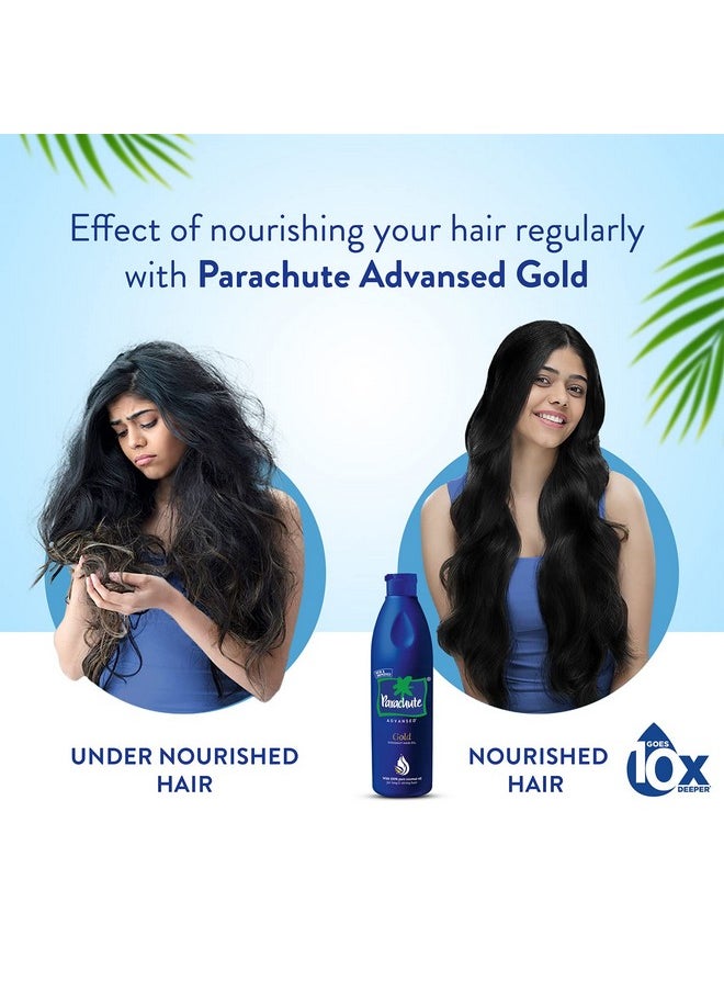 Gold Coconut Hair Oil, Pure Coconut Oil, Vitamin E For Long, Strong & Gorgeous Hair, 400 Ml