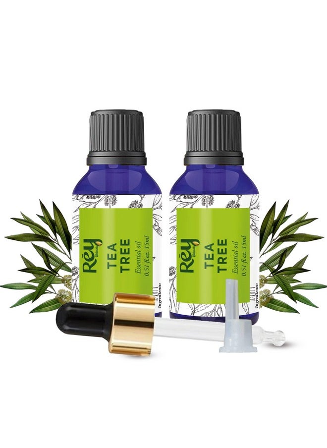 Tea Tree Essential Oil | Tea Tree Oil For Hair | Tea Tree Oil For Face | Tea Tree Oil For Skin | Tea Tree Hair Oil | Tea Tree Oil For Dandruff | Tea Tree Oil For Fungal Infection - 15Ml*2