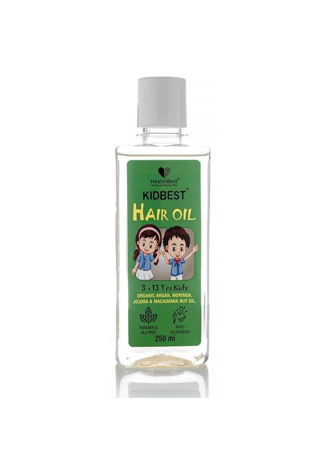 Kidbest Hair Oil For Kids | Organic Argan, Moringa, Jojoba & Macadamia Nut Oil | Hair Growth | Damaged Hair | Tear, Paraben, Sls Free | 250Ml