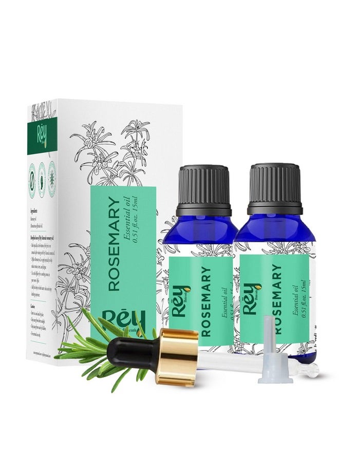 Rosemary Oil For Hair Growth | Rosemary Essential Oil For Hair Growth | Rosemary Oil Essential Oil For Skin & Body | Pure Rosemary Oil | Pure Rosemary Hair Oil For Men & Women - 15Ml*2