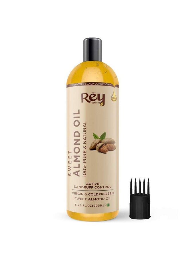 Sweet Almond Oil For Hair Growth (Badam Oil) | Cold Pressed Almond Oil For Face, Skin & Massage | Odorless Vitamin-E Enriched Almond Hair Oil For Soft, Shiny & Dandruff Free Hair | 200Ml