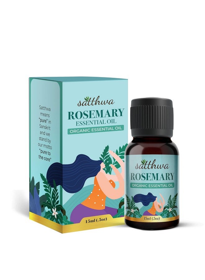Organic Rosemary Essential Oil - Therapeutic Grade - 15Ml - Boosts Energy, Enhances Hair Health