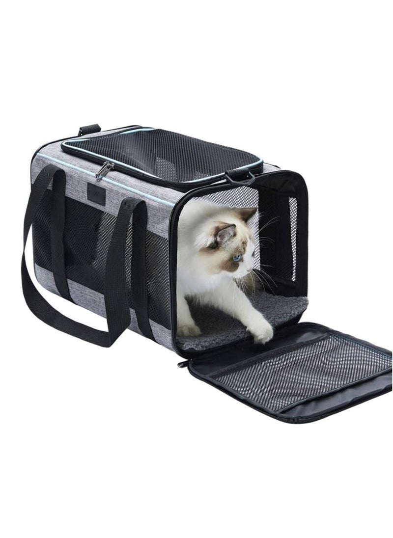 Pet Carrier, Cat, Dog Carrier for Pets Up to 16 Lbs, Soft-Sided Cat Bag, Cat Carrying Case, Pet Travel Carrier, Collapsible Carrier Bag, As a Toy of Fabric Pet Home, 17.5x11x11 Inches