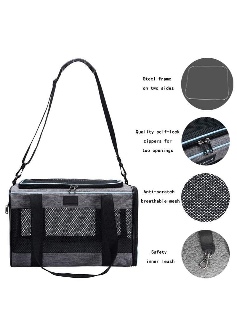Pet Carrier, Cat, Dog Carrier for Pets Up to 16 Lbs, Soft-Sided Cat Bag, Cat Carrying Case, Pet Travel Carrier, Collapsible Carrier Bag, As a Toy of Fabric Pet Home, 17.5x11x11 Inches