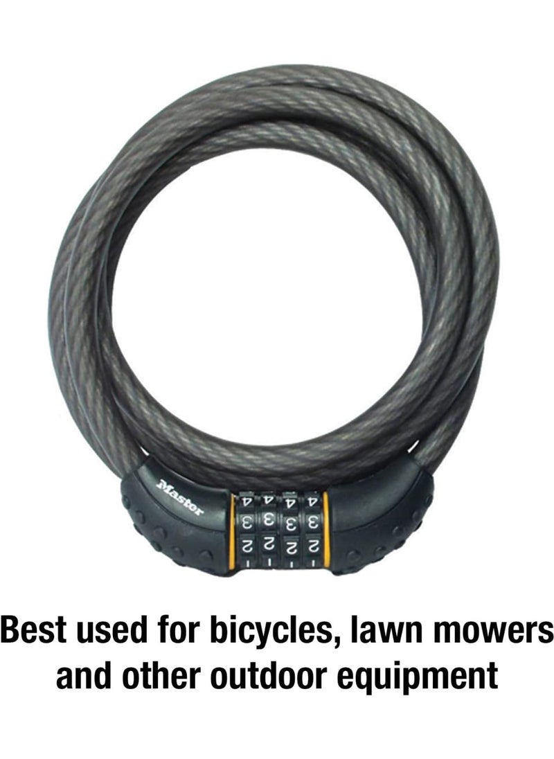 Master Lock Cable Lock, Set Your Own Combination Bike Lock, 6 ft. Long, Black, 8122D