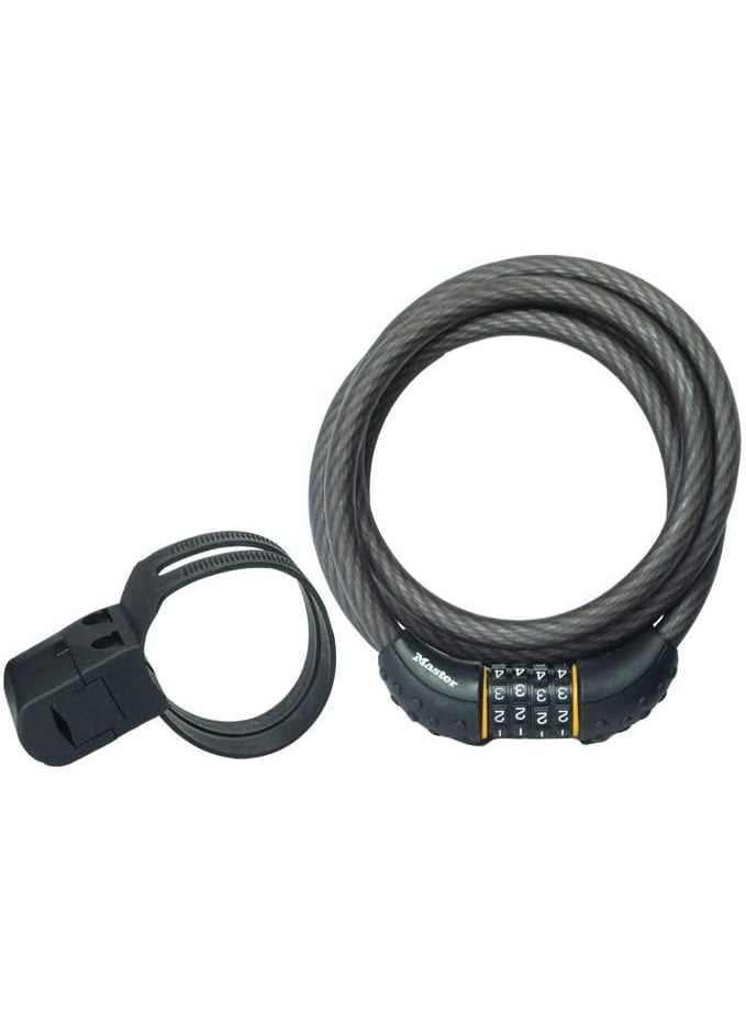 Master Lock Cable Lock, Set Your Own Combination Bike Lock, 6 ft. Long, Black, 8122D