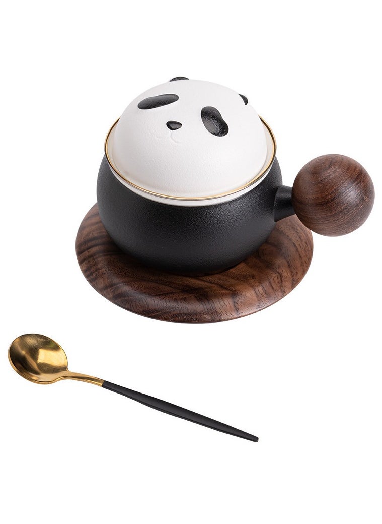 Panda Brew Duo - 2-in-1 Coffee  Tea Mug Gift Set With Spoon,Cute Ceramic Panda Mug With Personal Creative Lid For Tea Separation