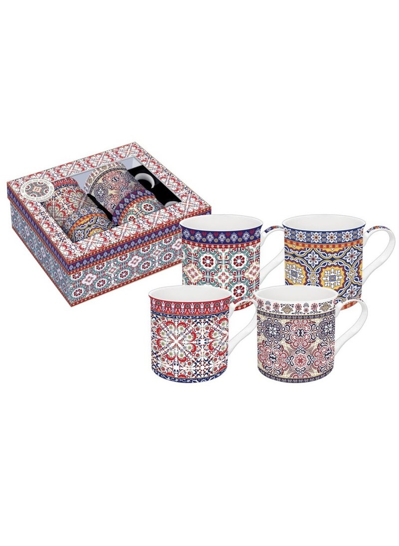 4-Piece Mug Set Multicolour 6.5x6.5x6.2cm
