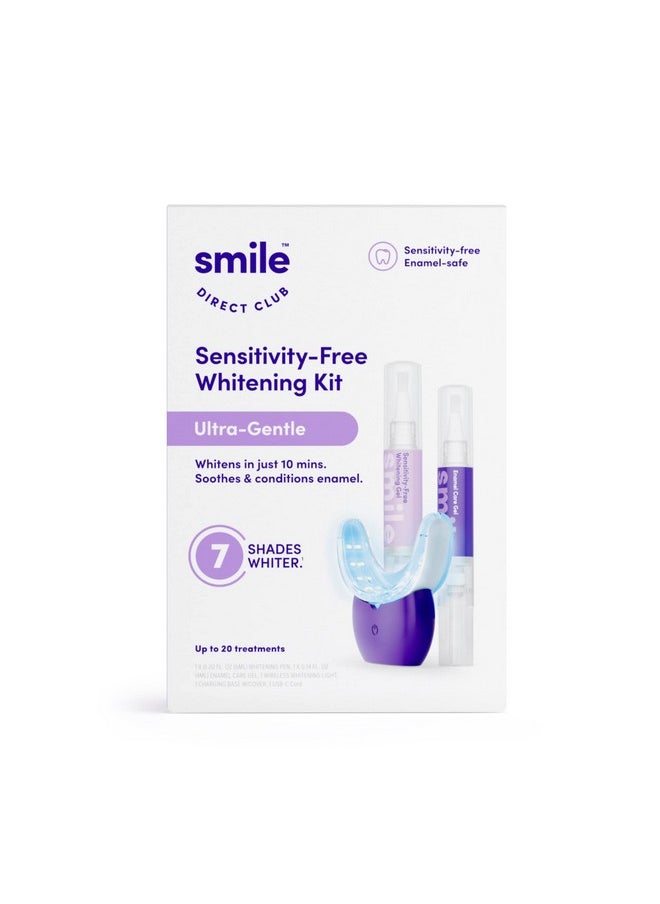 SmileDirectClub Ultra-Gentle Sensitivity-Free Teeth Whitening Kit with Wireless 20-LED Light - Gel Sensitive Teeth, Safe on Gums and Enamel, 0.17 Fl Oz (Pack of 2), 0.34 Fl Oz, Pack 2