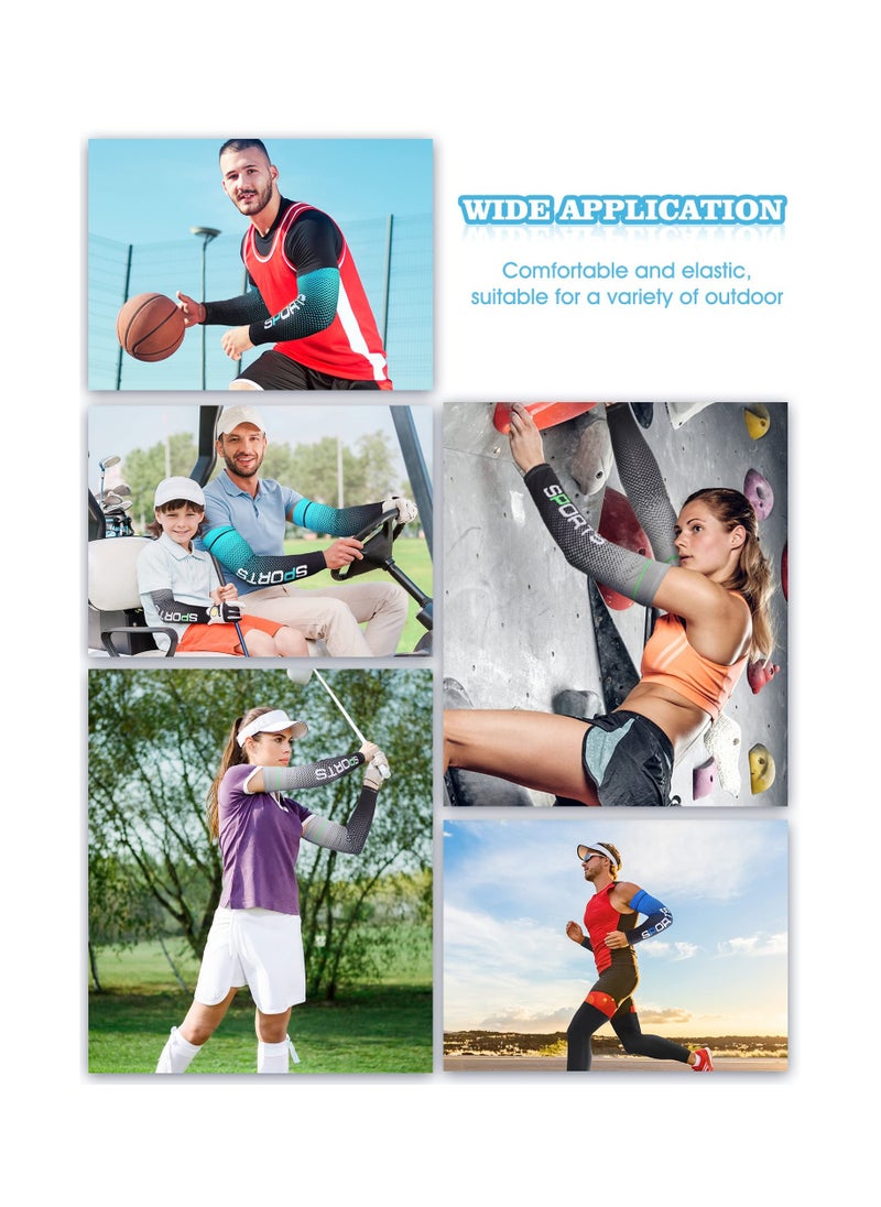 6 Pairs of UV Protection Compression Arm Sleeves, Cooling Sports Arm Warmers, Anti-Slip Ice Silk Covers for Men and Women, Ideal for Football, Golf, and Volleyball.