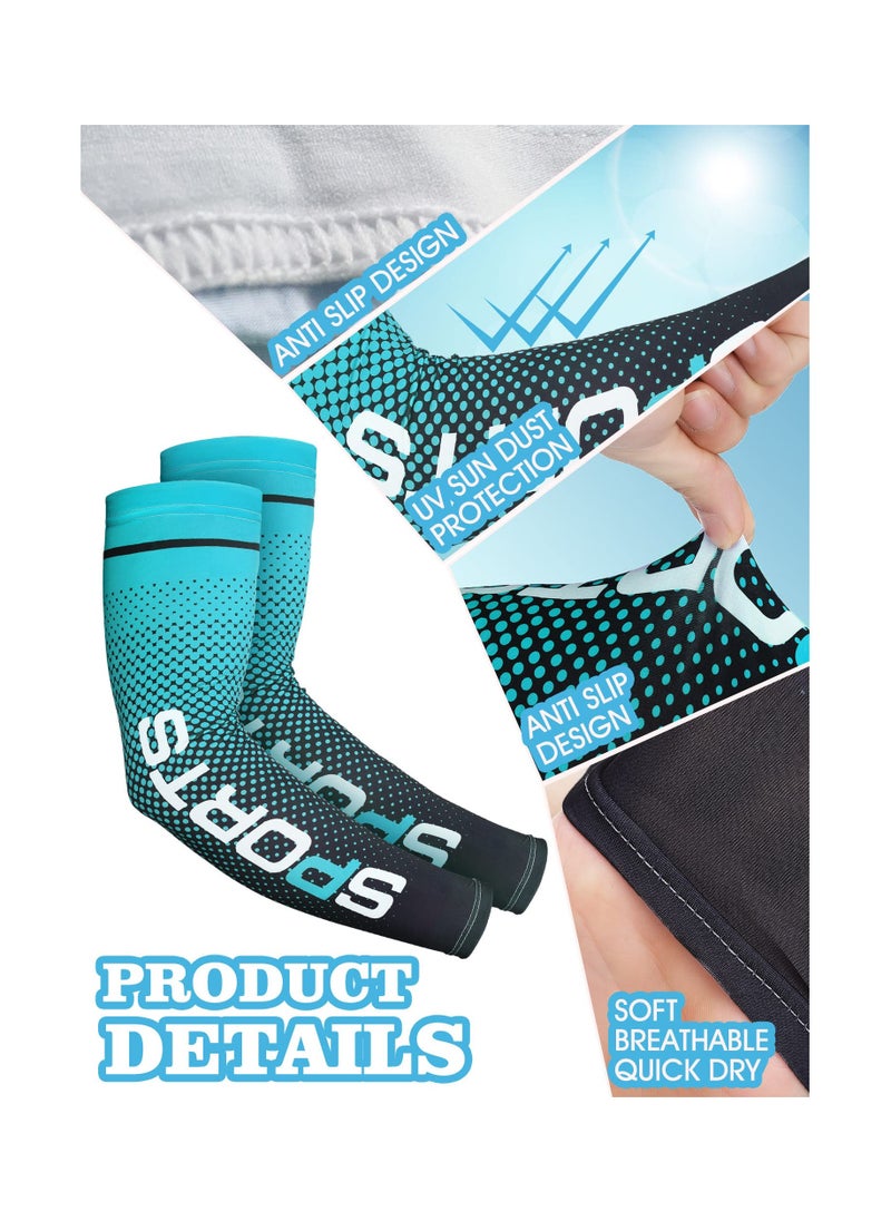 6 Pairs of UV Protection Compression Arm Sleeves, Cooling Sports Arm Warmers, Anti-Slip Ice Silk Covers for Men and Women, Ideal for Football, Golf, and Volleyball.