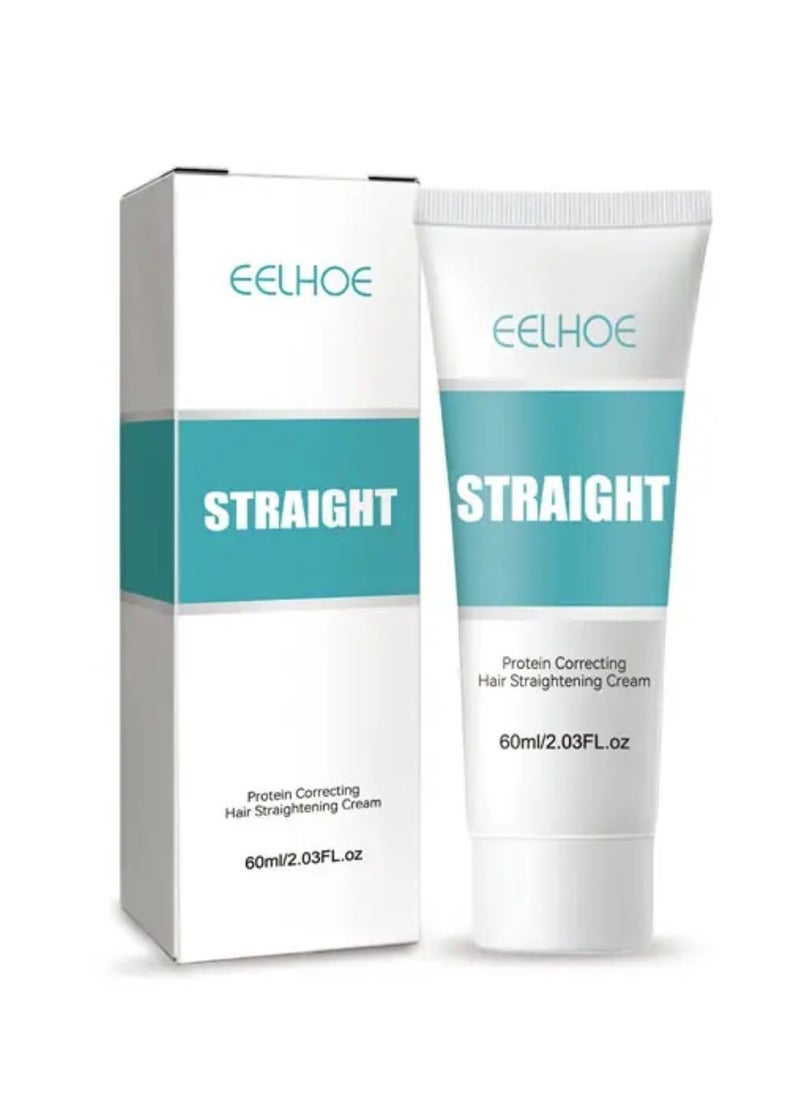 60ml Hair Straight Cream Smoothing Hair Thermal Protection Moisturize and Shine Hair with Coconut Oil and Shea Butter Hair Straightening Cream Frizzing Control Fixation Styling Cream