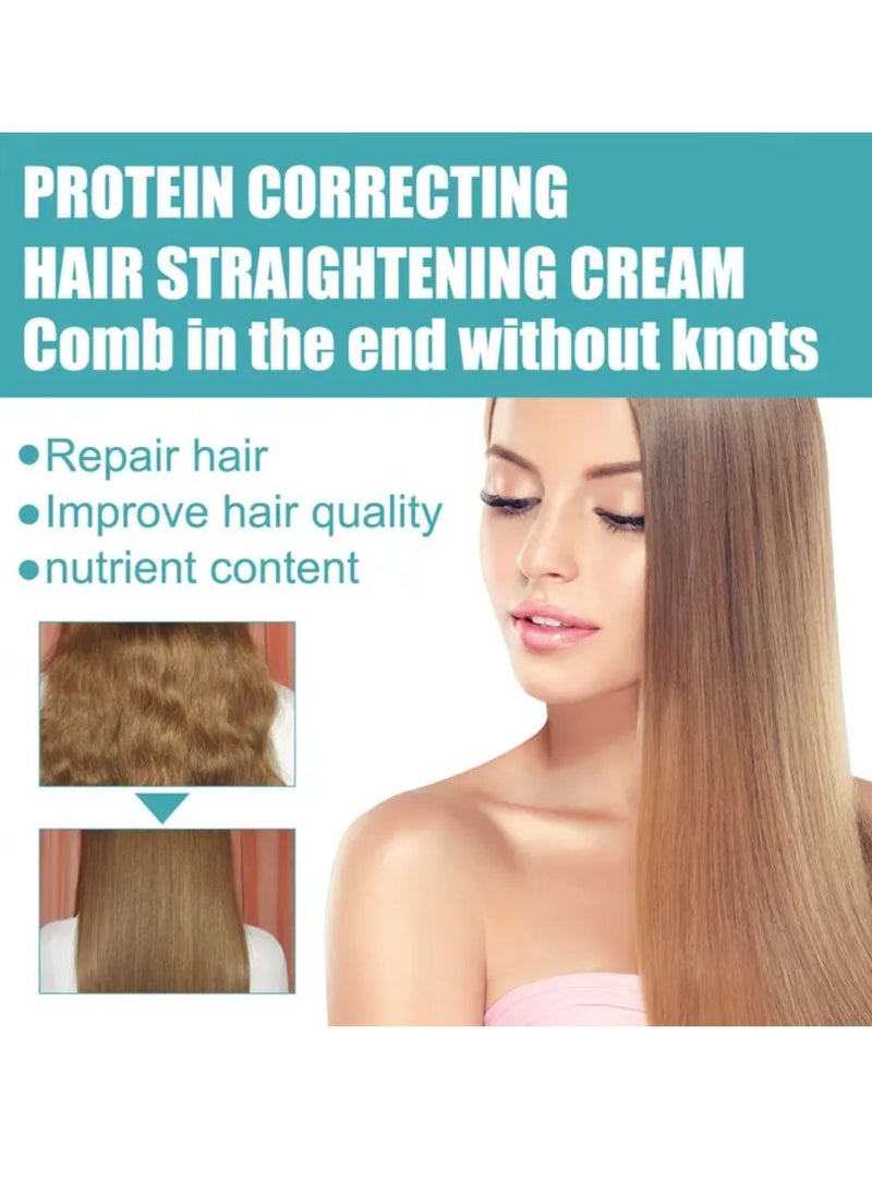60ml Hair Straight Cream Smoothing Hair Thermal Protection Moisturize and Shine Hair with Coconut Oil and Shea Butter Hair Straightening Cream Frizzing Control Fixation Styling Cream