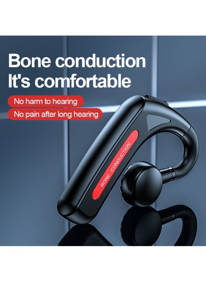 Bluetooth Wireless Headset, Single Wireless Bone Conduction Headphone Ear-Hook Business Bluetooth Headset Sport Earpiece with Mic...