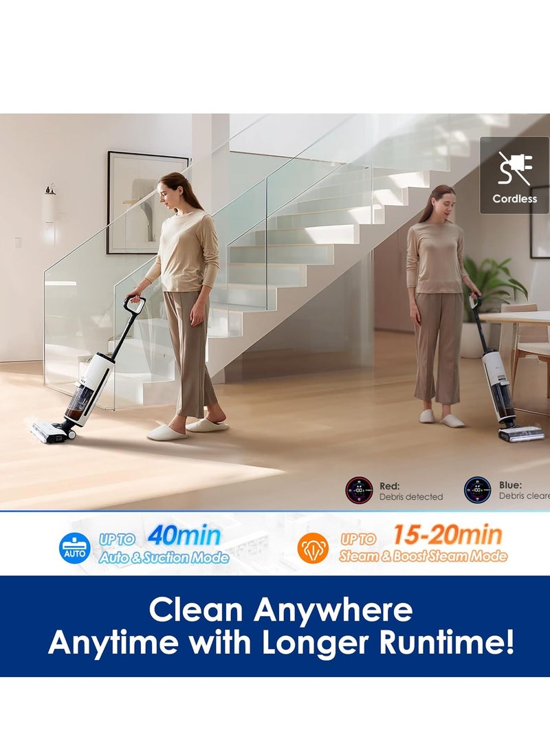 Tineco Floor One S7 Steam Cordless Wet Dry Vacuum Steam Mop All-in-One, Hard Floor Cleaner with 284F HyperSteam, Self-Cleaning, Edge Cleaning, Safe for Kids & Pets 240 W S7 Steam White