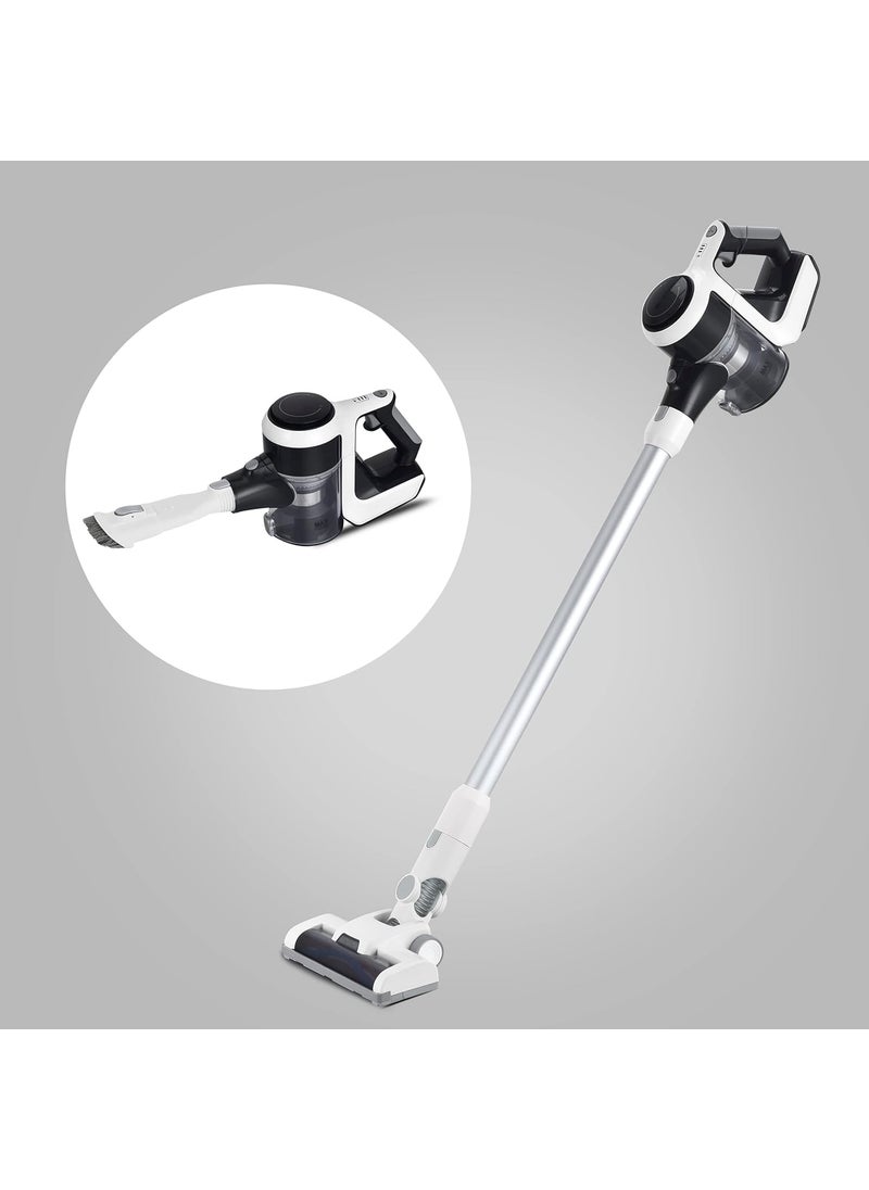 CAZAR CZCL250W Cordless Vacuum Cleaner for Home and Car 250 W Cordless Hoseless Rechargeable HEPA Filters BagLess Design and Multi Nozzle Operation BlackWhite