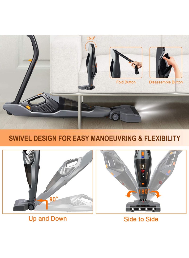 ResQTech India Pvt Ltd Spartan Cordless 12000 PA Ultra Powerful 2 in 1 Vacuum Cleaner with Rechargeable LithiumIon Battery and LED Brush Black