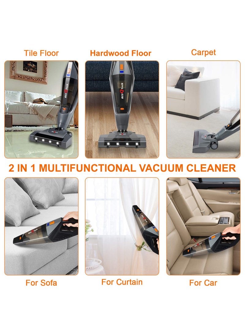 ResQTech India Pvt Ltd Spartan Cordless 12000 PA Ultra Powerful 2 in 1 Vacuum Cleaner with Rechargeable LithiumIon Battery and LED Brush Black