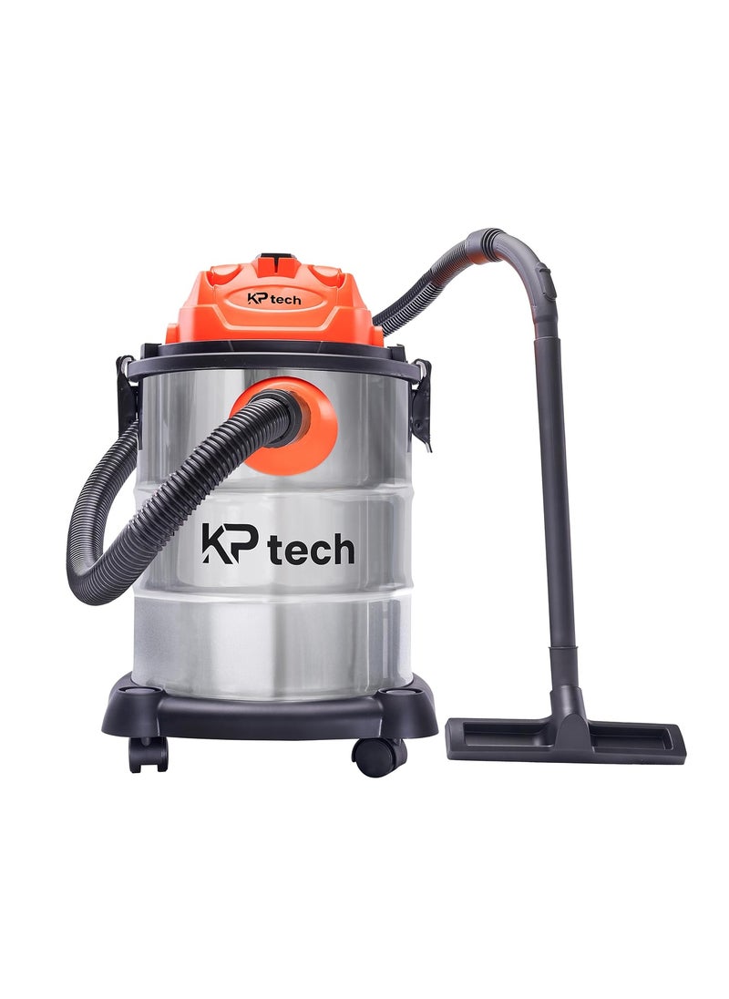 KP TECH 1200W Wet Dry Vacuum Cleaner with 3in1 Multifunction WetDryBlowing Suction and Impact Resistant SteelTank25 Litter OrangeGrey