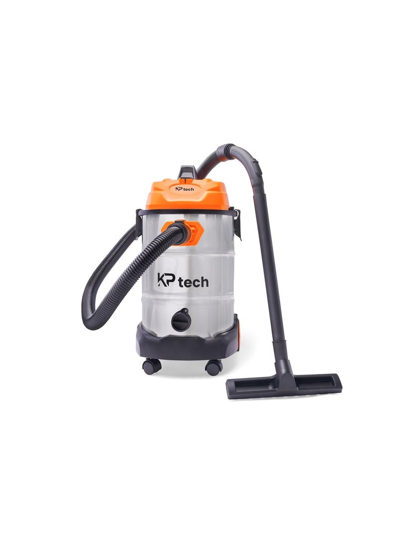 KP TECH 1400W Vacuum Cleaner Wet and Dry Micro VC12 with 3in1 Multifunction WetDryBlowing Suction and Impact Resistant Polymer Tank30 LitterOrangeGrey