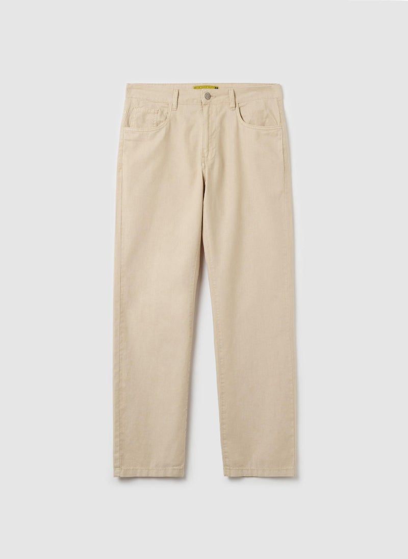 Trousers In Linen And  With Five Pockets