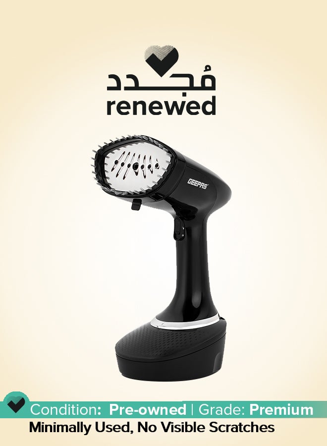 Renewed - Handheld Garment Steamer With Stainless Steel Panel, Continuous Steam Output Upto 25G/Min, 400 ML Detachable Water Tank, Vertical Ironing Function, 360 Degree Swivel Cord Protection 400 ml 1500 W GGS25041 Black