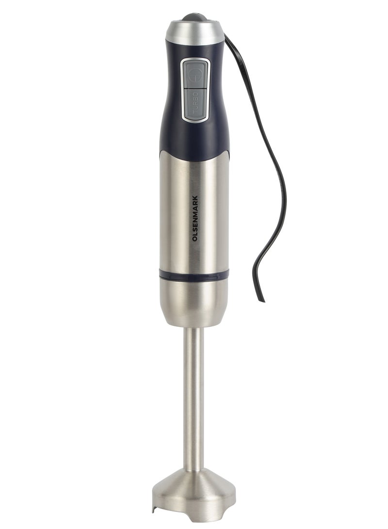 Olsenmark Hand Blender- OMHB7037, 1200W Heavy-Duty Manual Operation, 2 Speed Control, with Stainless Steel Head and Body, Contoured Handle, Elegant Design and Highly Durable, Perfect for Making Dips, Sauces, Smoothies, Cream, Lassi OMHB7037