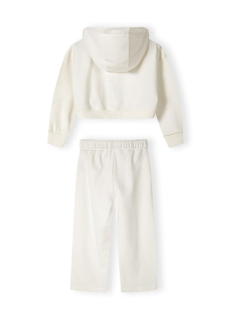 Kids Girls Tracksuit Set with Printed Hoodie and Wide-Leg Pants