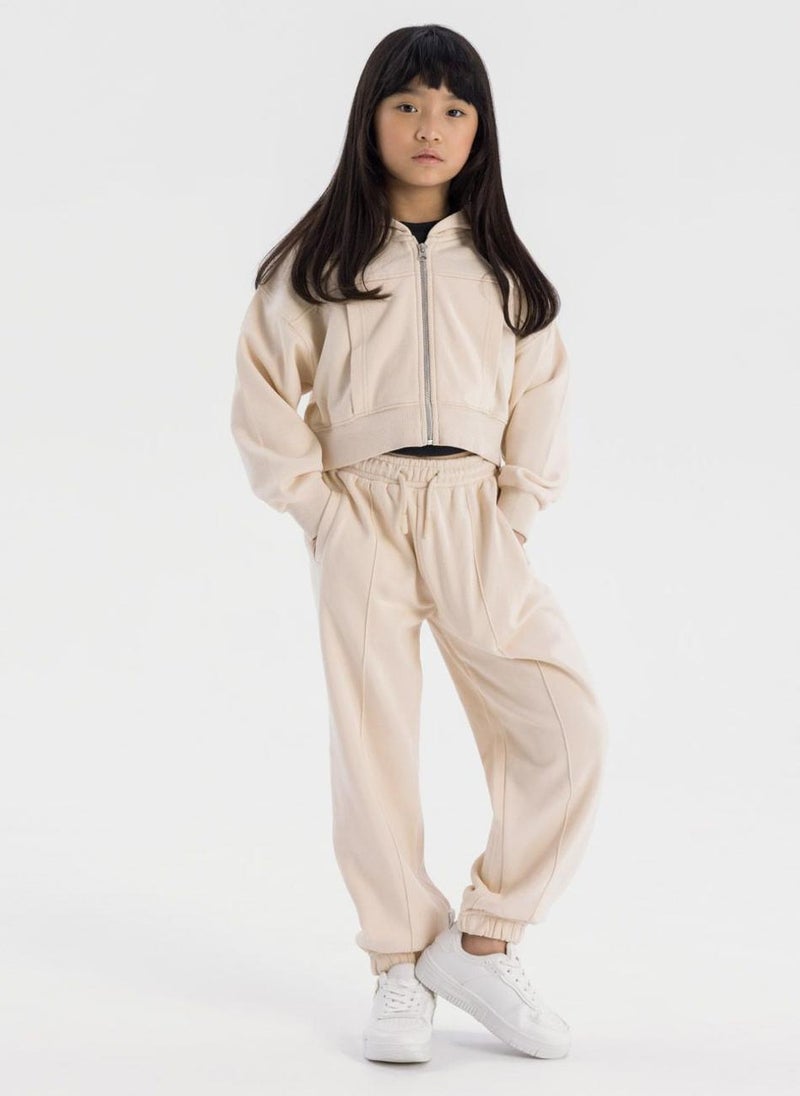 Kids Girls Tracksuit Set with Zip Hoodie and Jogger Trousers