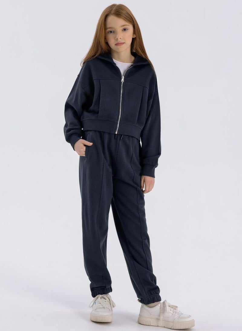 Kids Girls Tracksuit Set with Hoodie Jacket and Jogger Bottoms