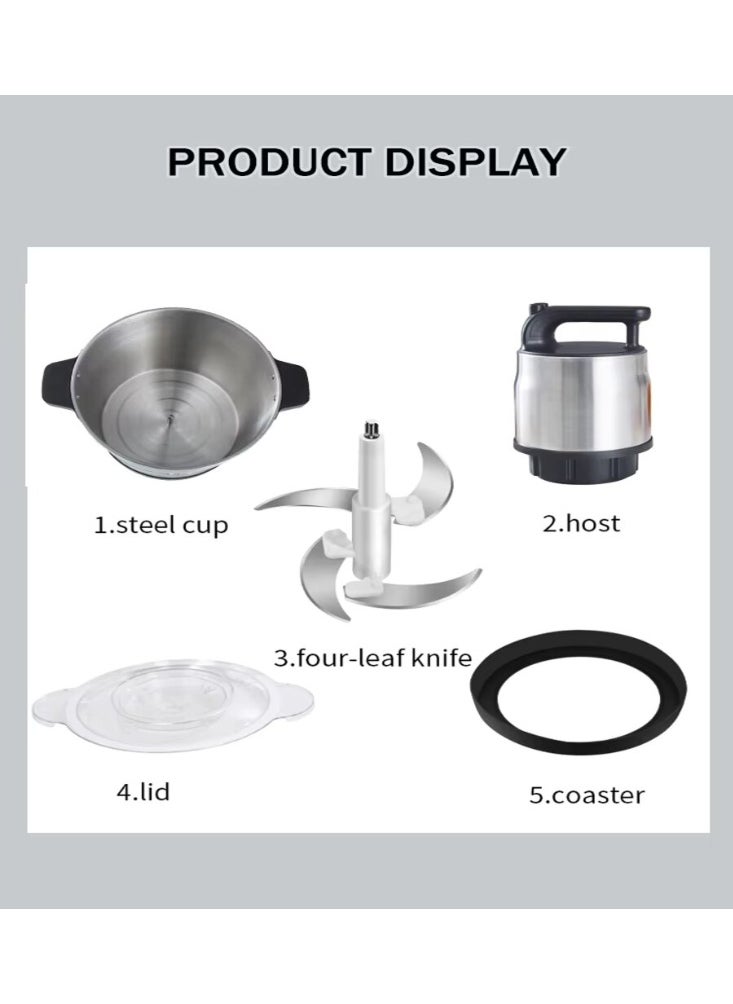 12L Electric Meat Grinder, Meat Mincer, Stainless Steel Food Chopper, Food Processor Machine for Meat, Vegetables, Fruits and Nuts with 2 Gear Control, 4 Sharp Blades
