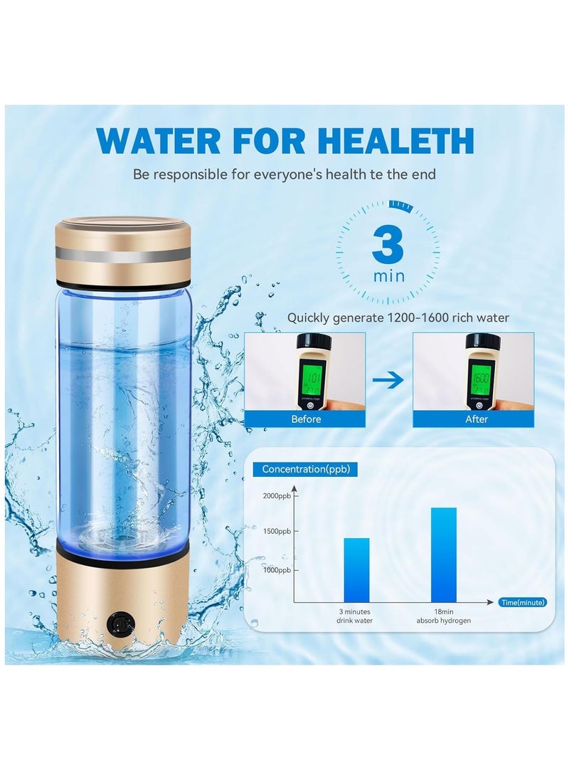 Portable Hydrogen Water Bottle Generator - Quick 3-Minute Electrolysis for Hydrogen Water, Ideal for Travel, Office, and Exercise. Perfect Father's Day Gift!