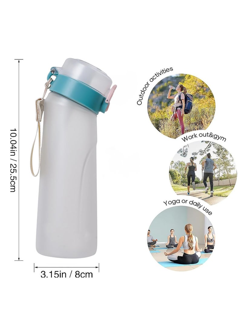 BPA-Free Sports Water Bottle Set with 750ML Capacity, Includes 7 Flavor Pods for Sugar-Free Fruit Infused Water, Perfect for Gym and Outdoor Activities.