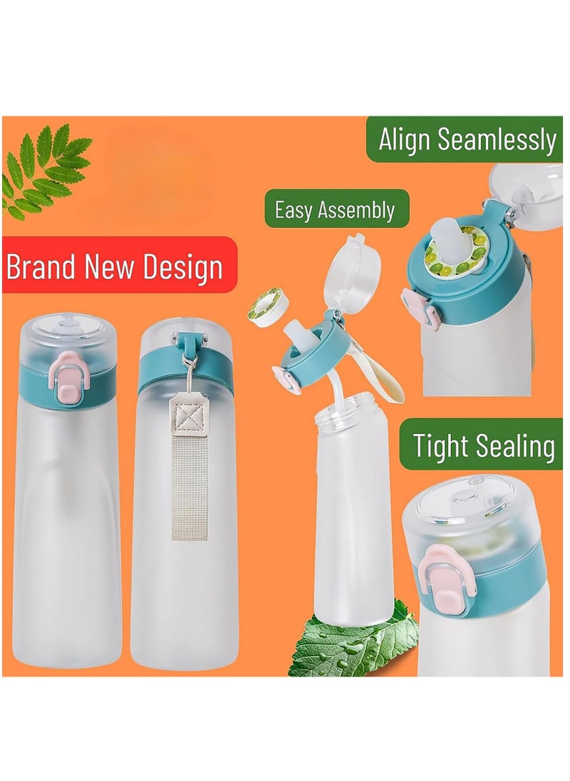 BPA-Free Sports Water Bottle Set with 750ML Capacity, Includes 7 Flavor Pods for Sugar-Free Fruit Infused Water, Perfect for Gym and Outdoor Activities.