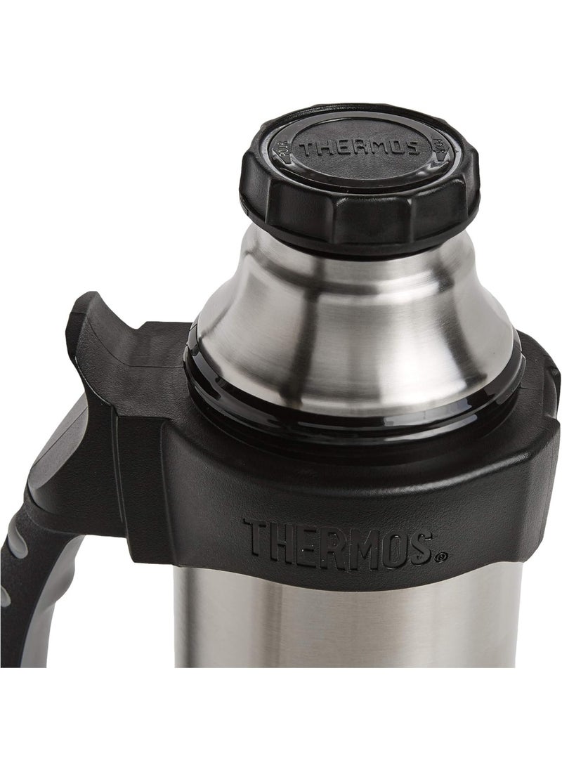 Thermos The Rock Vacuum Insulated 1 Liter Beverage Bottle, stainless steel/black, 1.1 quart (2510TRI2)