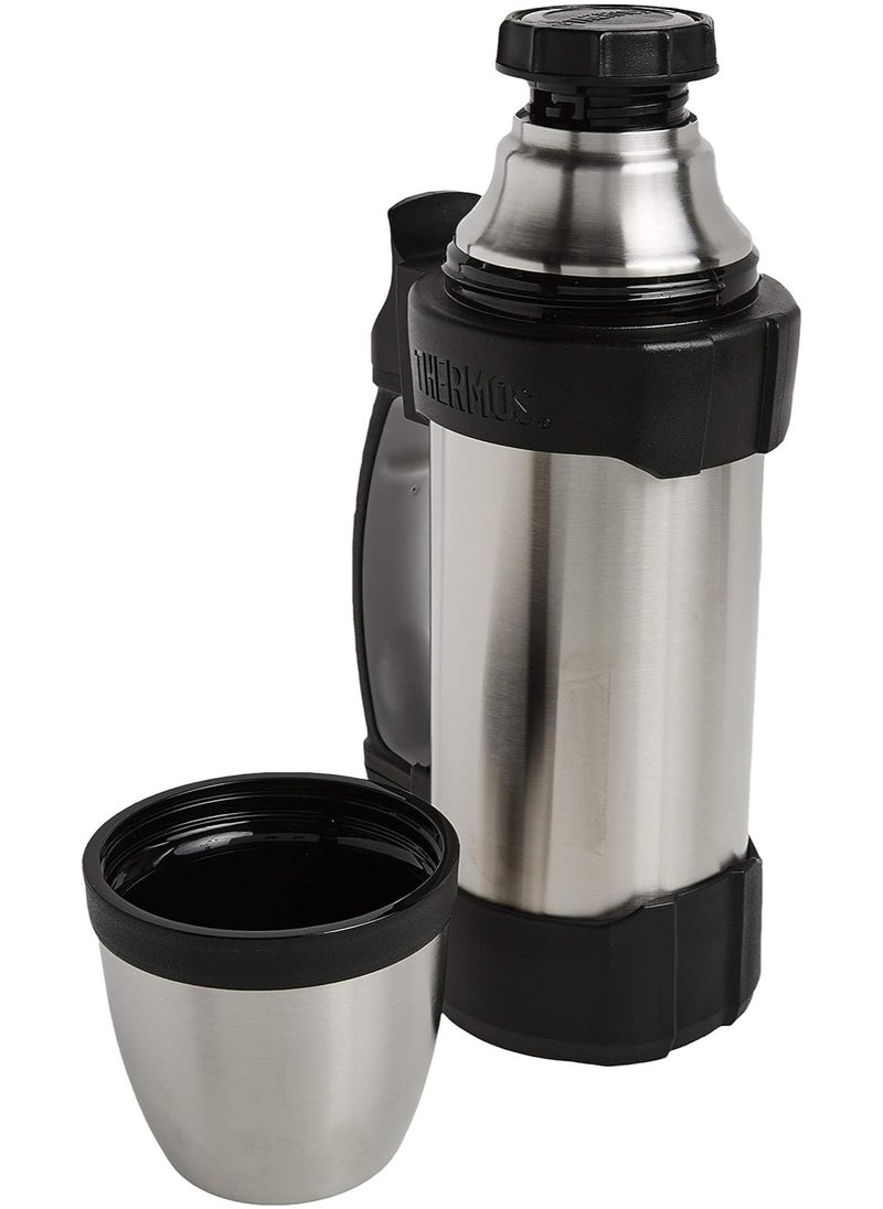 Thermos The Rock Vacuum Insulated 1 Liter Beverage Bottle, stainless steel/black, 1.1 quart (2510TRI2)
