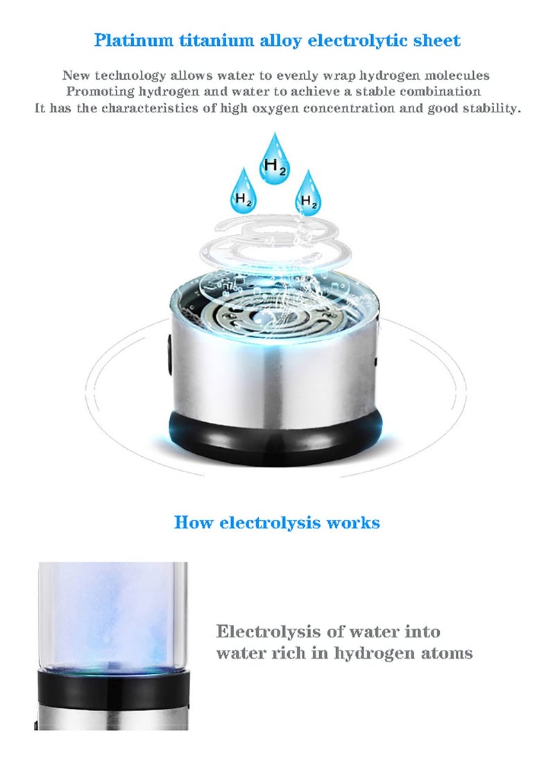 Portable Hydrogen Water Bottle Generator - Rechargeable 3-Minute Hydrogen-Rich Water Maker with Advanced Anti-Oxidation and Anti-Aging Technology, Producing Up to 800 PPB.