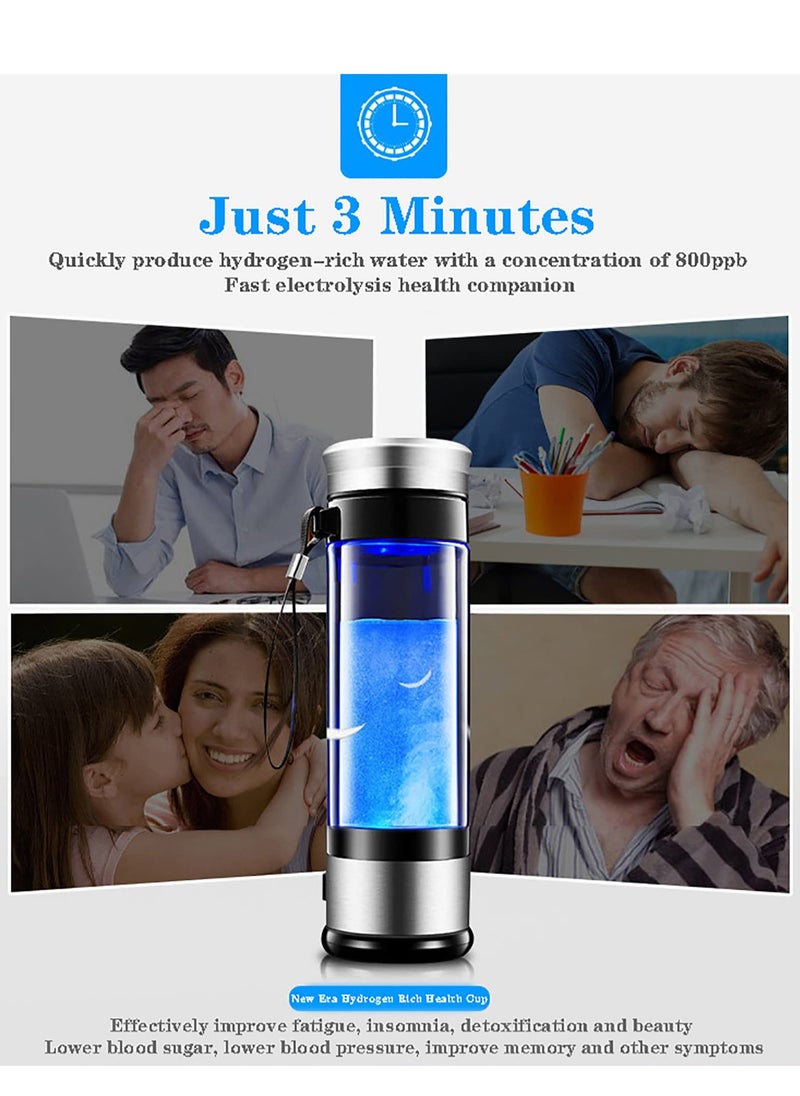 Portable Hydrogen Water Bottle Generator - Rechargeable 3-Minute Hydrogen-Rich Water Maker with Advanced Anti-Oxidation and Anti-Aging Technology, Producing Up to 800 PPB.