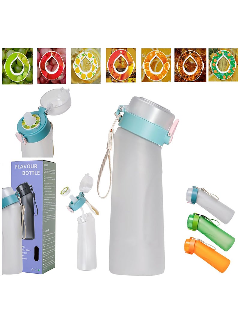 BPA-Free Sports Water Bottle Set with 750ML Capacity, Includes 7 Flavor Pods for Sugar-Free Fruit Infused Water, Perfect for Gym and Outdoor Activities.