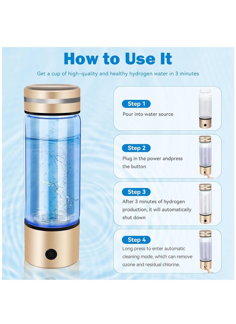 Portable Hydrogen Water Bottle Generator - Quick 3-Minute Electrolysis for Hydrogen Water, Ideal for Travel, Office, and Exercise. Perfect Father's Day Gift!