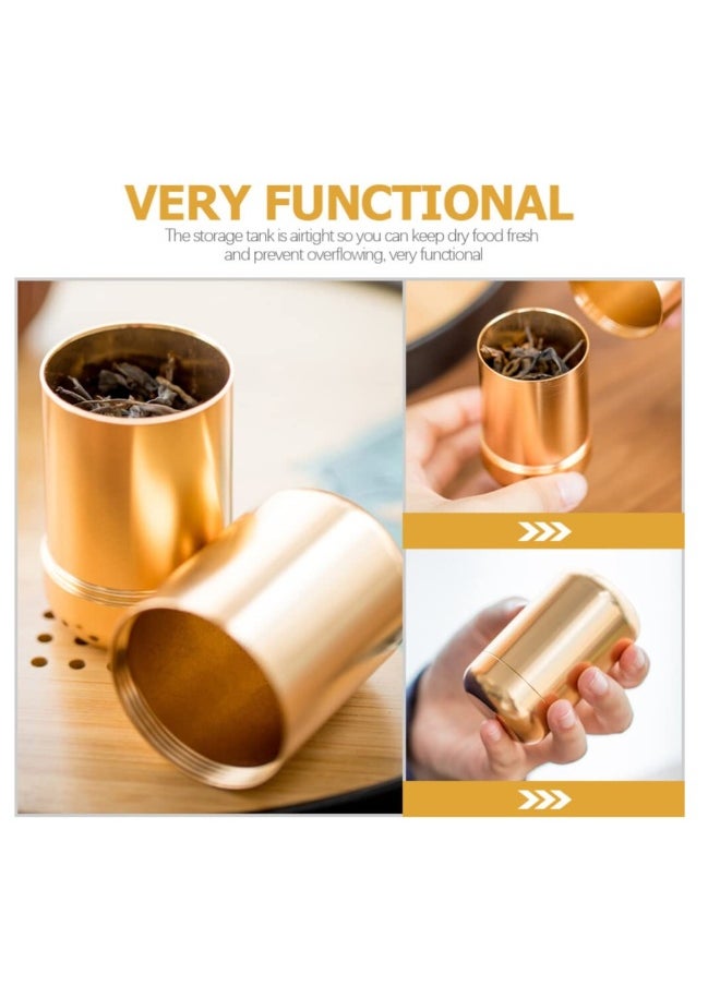 2 pcs Tea Canister, Travel Portable Sugar Tea Storage Jar,  Food Storage Container, Airtight Empty Tins Kitchen Condiment Container,for Kitchen Sugar Coffee