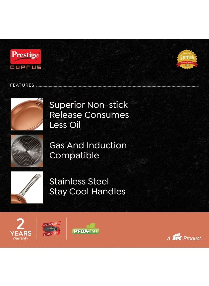 Prestige Cuprus Aluminium Gas and Induction Compatible Fry Pan, 28 cm, 2.8 L (Copper)