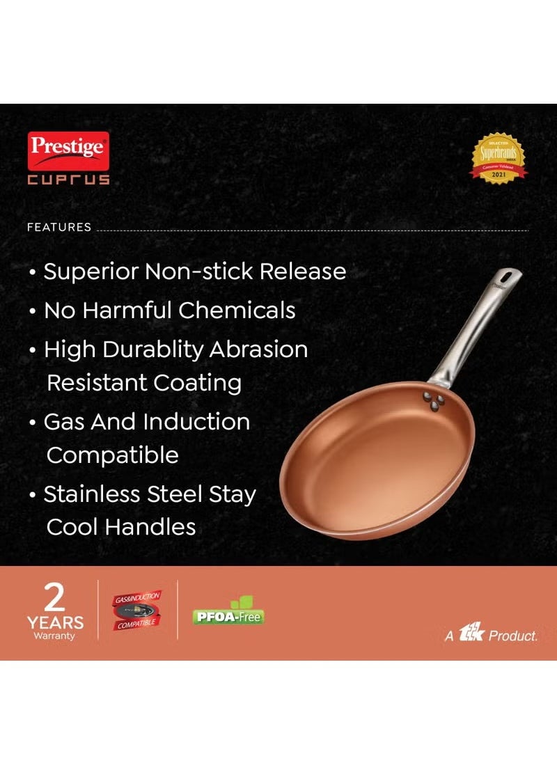 Prestige Cuprus Aluminium Gas and Induction Compatible Fry Pan, 28 cm, 2.8 L (Copper)