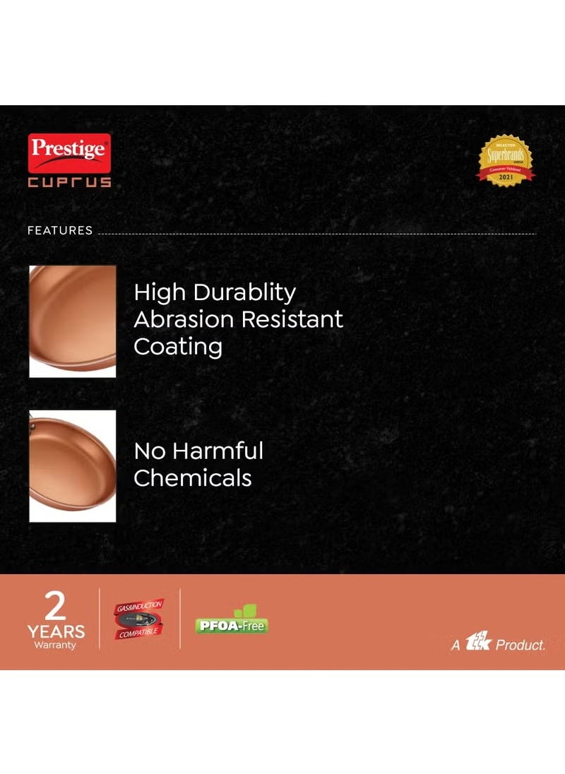 Prestige Cuprus Aluminium Gas and Induction Compatible Fry Pan, 28 cm, 2.8 L (Copper)
